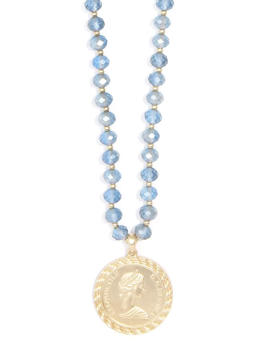 ZENZII Beaded Lucite And Links Coin Pendant Necklace - Image 2