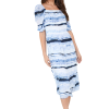 Bella Dahl Indigo Stripe Puff Sleeve Square Neck Dress