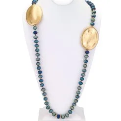 Island HH Grey Bead Gold Disk Necklace