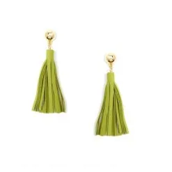 ZENZII Small, Shiny Circle With Long Suede Vegan Tassel