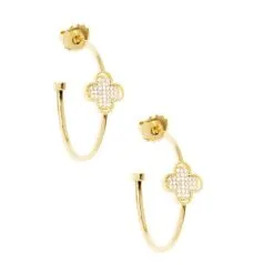 ZENZII Hoop Earring With Crystal Encrusted Clover