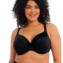 ELOMI Blk Plain Sailing Plunge Top