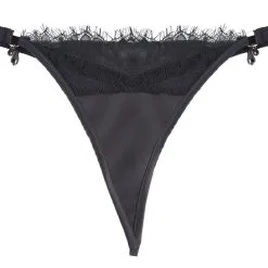 Playful Promises Mae Black Satin And Lace Thong