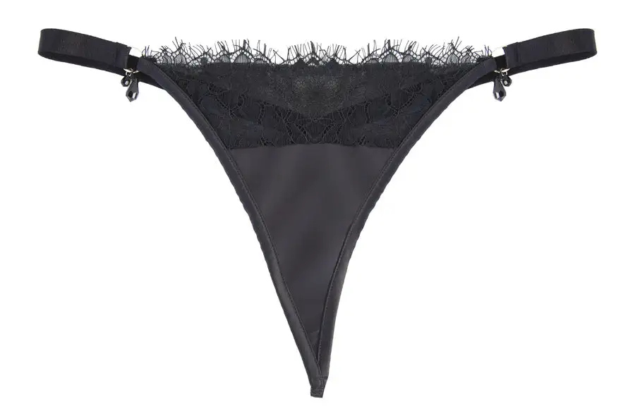 Playful Promises Mae Black Satin And Lace Thong