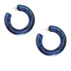 ZENZII Navy Chunky Metallic Marbled Hoop Earrings