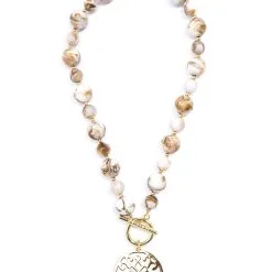 ZENZII Marbled Ornate Pendant Necklace