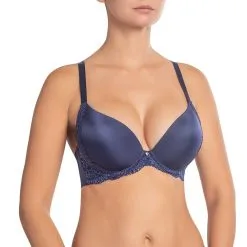 NIKOL DJUMON Dark Blue Victoria Push Up Bra With Lace