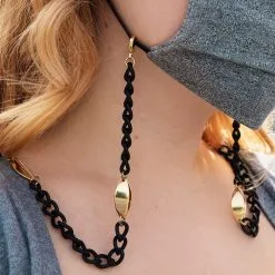 ZENZII Painted Metal Gold Accented Convertible Mask Chain