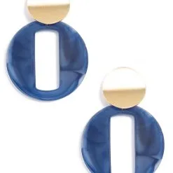 ZENZII Gold And Marbled Resin Link Drop Earrings