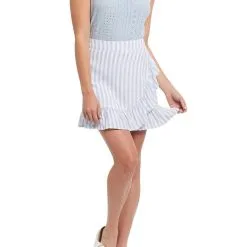 Tribal Blue Silver Skort With Ruffle