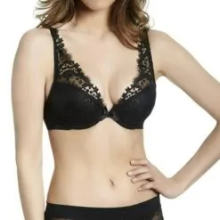Black Simone Perele Wish Triangle Contour Push-up Lace Bra 12B347